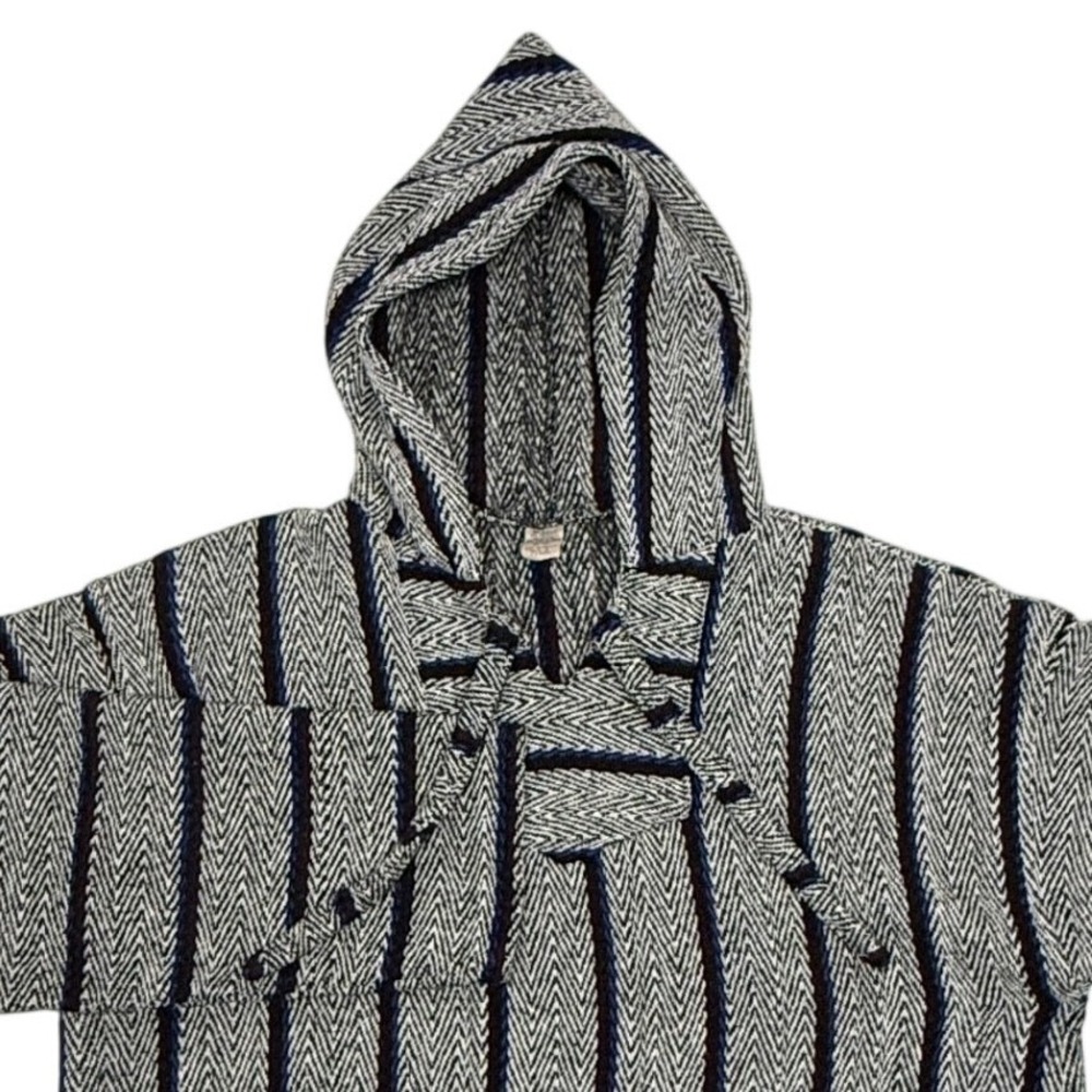 Molina Baja Hoodie Drug Rug Pullover Sweater Jacket Mens XL Gray Black Striped‎